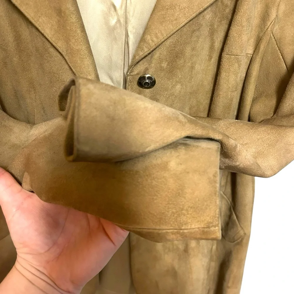 Vintage Aleksanders of Norway 70s M-L suede button jacket collar western boho - Picture 8 of 13